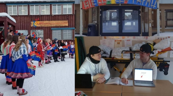 Collage fra dei samiske vidaregåande skulane. Foto: Lærarane på samisk vgs. Karasjok/ Kautokeino