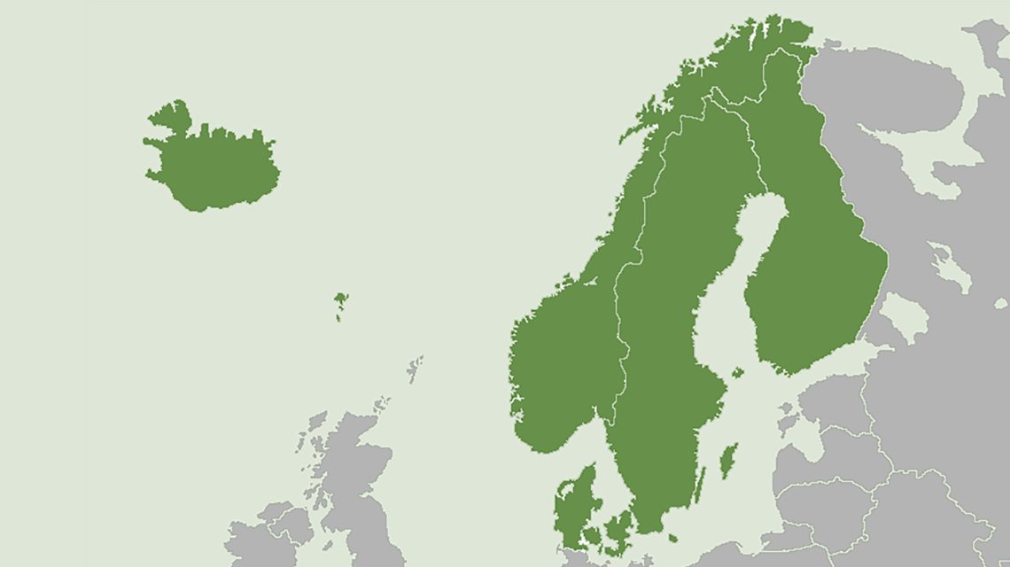 Map over the Nordic region.