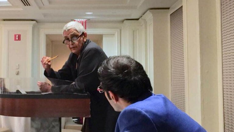 Gayatri Chakravorty Spivak speaks during a panel conversation on the topic “‘Can the Subaltern Speak?’: Thirty Years Later”, in 2018. (Photo: Rahul K. Gairola.)