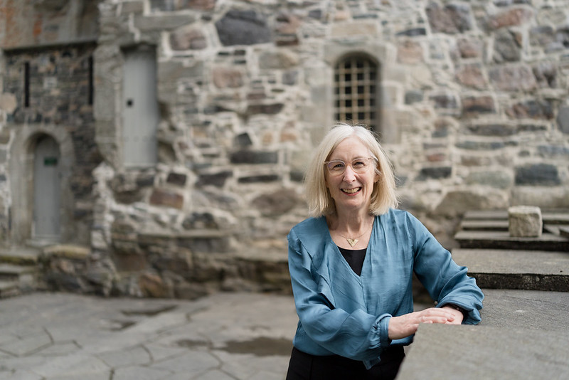 Lyndal Roper at the Rosenkrantz Tower in Bergen. (Photo: EIvind Senneset).